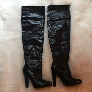 L’AGENCE Black Leather Knee High Boots